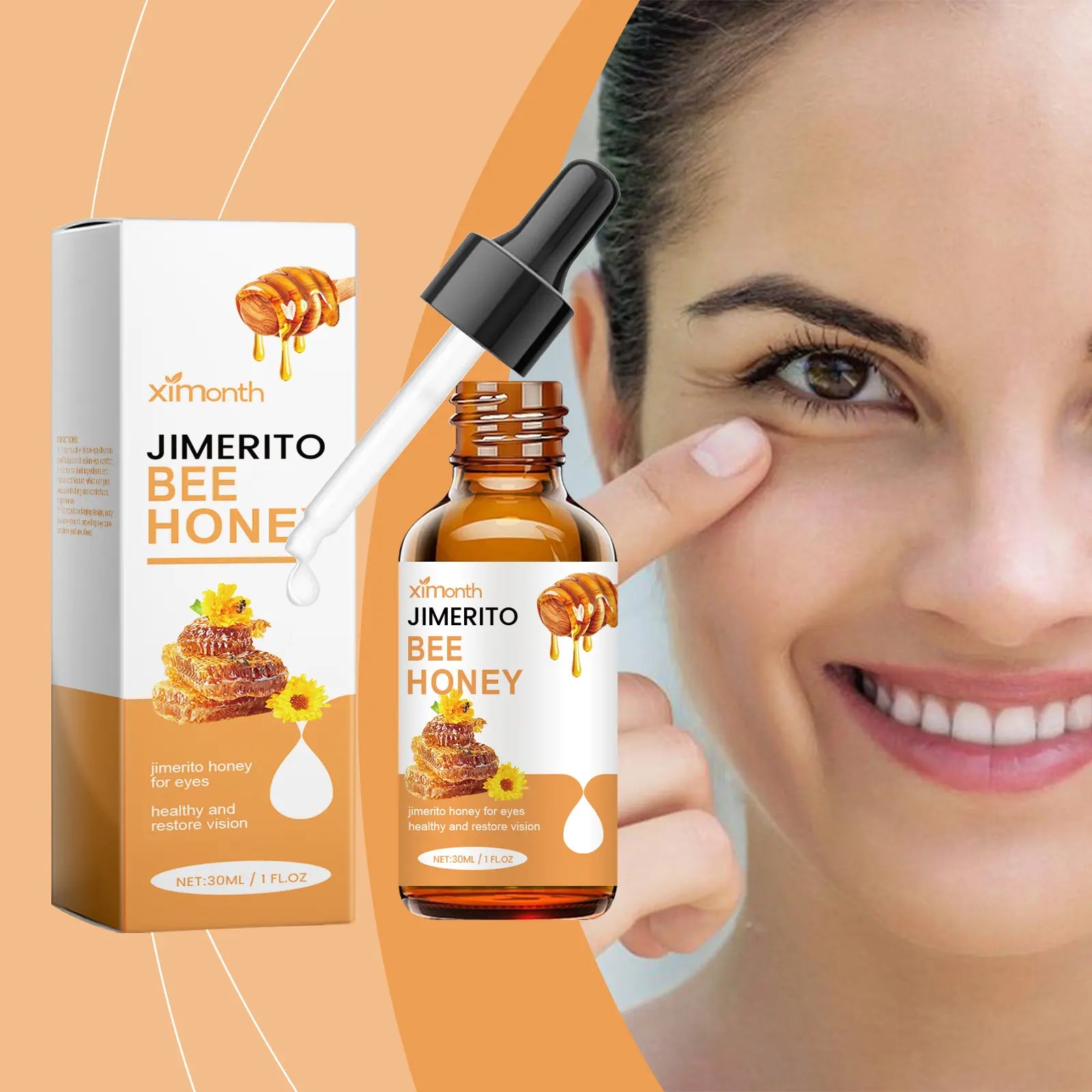 Jimerito Honey For Eyes [Ximonth] Perfect for dry eyes, eye floaters, and sticky eye build-up. This fast-acting daily eye care solution helps soothe dryness, refresh tired eyes, and nourish the delicate eye area| honey eye serum