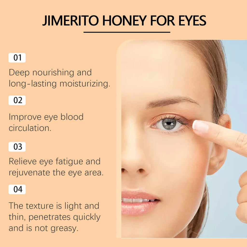 Jimerito Honey For Eyes [Ximonth] Perfect for dry eyes, eye floaters, and sticky eye build-up. This fast-acting daily eye care solution helps soothe dryness, refresh tired eyes, and nourish the delicate eye area| honey eye serum