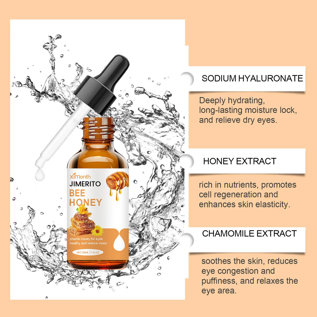 Jimerito Honey For Eyes [Ximonth] Perfect for dry eyes, eye floaters, and sticky eye build-up. This fast-acting daily eye care solution helps soothe dryness, refresh tired eyes, and nourish the delicate eye area| honey eye serum