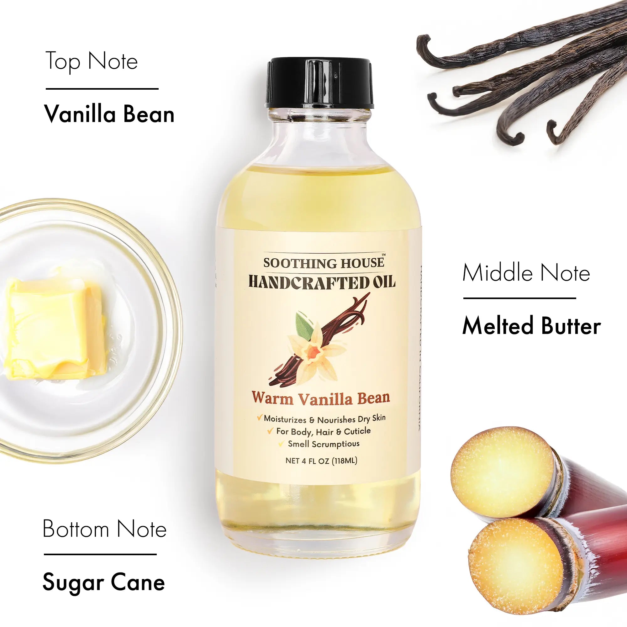 Handcrafted Warm Vanilla Bean Body Oil for Silky Smooth Skin