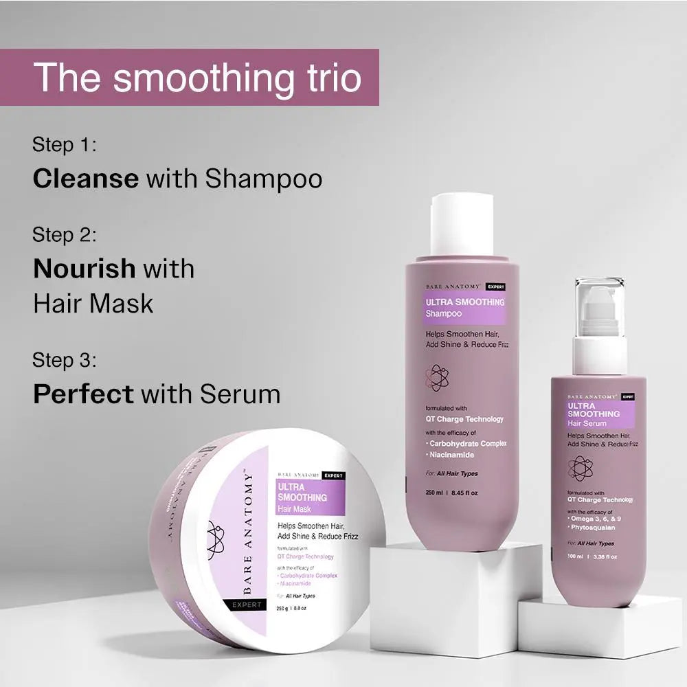 Ultra Smoothing Shampoo – Frizz Control & Hydration | Paraben & Sulphate-Free Formula for Silky, Healthy Hair | Nourishes, Repairs & Smoothens Dry, Damaged Hair