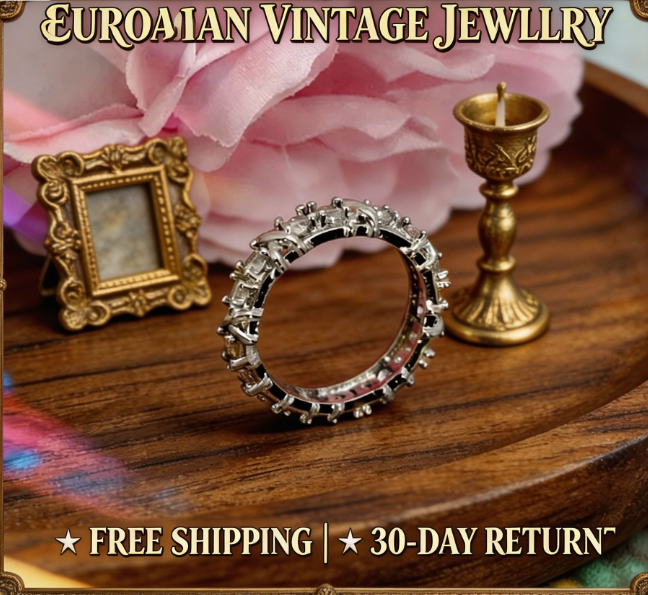 Women’s Eternity Promise Ring | Dainty Stackable Band with Round Cut Cubic Zirconia for Engagement & Daily Wear